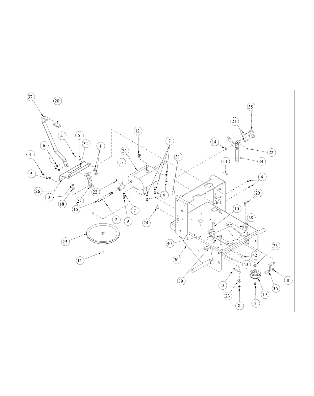Deck Assembly Narrow Track Diagram and Parts List for G1432 55AD231Q150-WAM Cub Cadet Lawn Mower